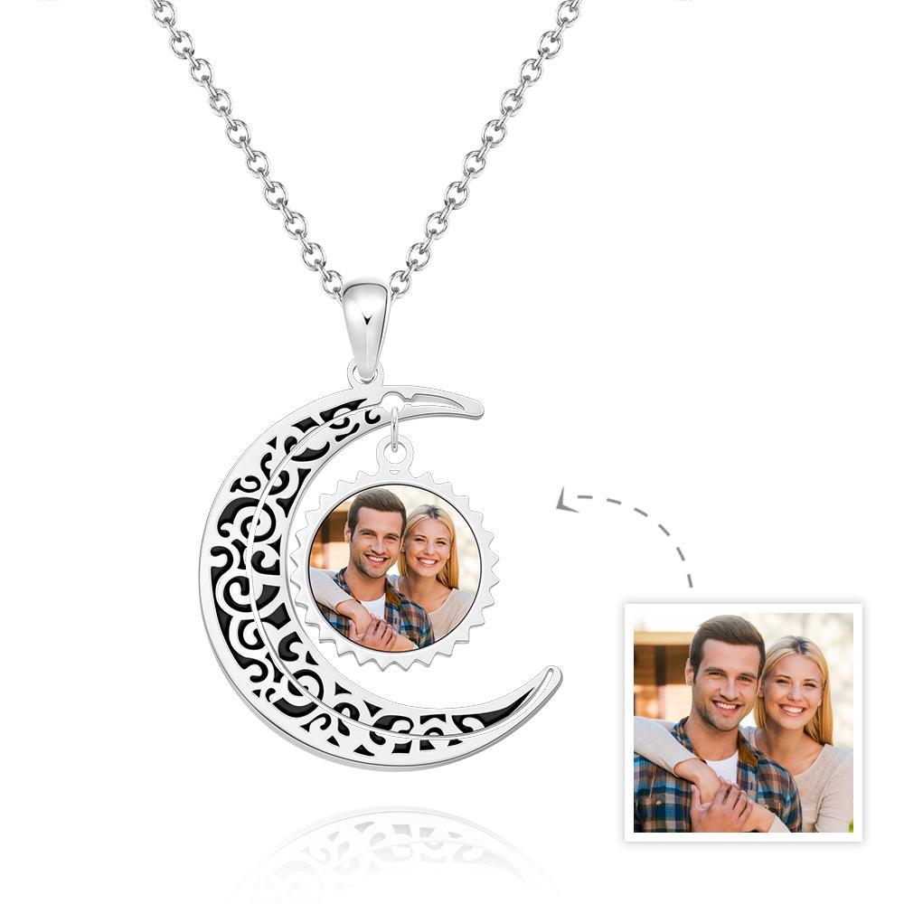 Moon Pendant Custom Photo Necklace The Love of Moon Necklace for Couples - soufeelus