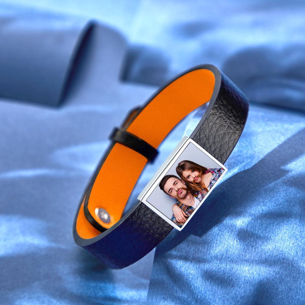 Custom Photo Bracelet Personalized Picture Leather Bracelet Gift for Men - soufeelus