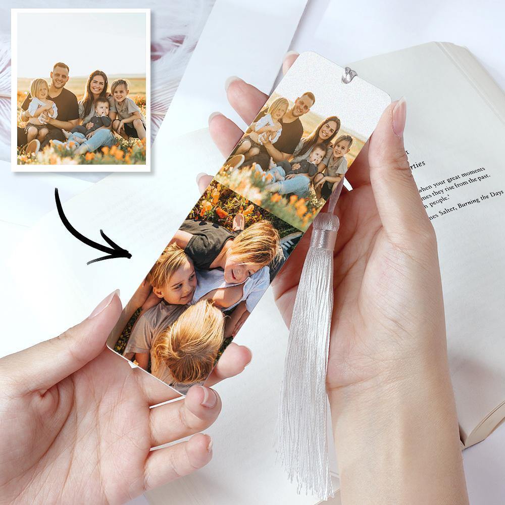 Custom  Personalised photo Metal Bookmark with Tassel Gift - soufeelus
