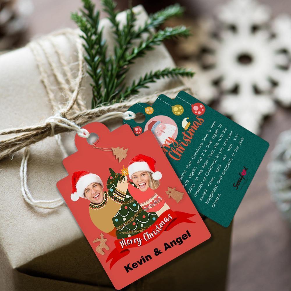 Merry Christmas Custom Gift Card Photo Card for Couple's Gifts - soufeelus