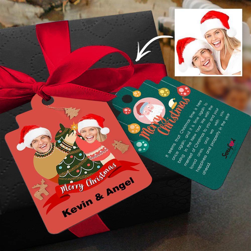 Merry Christmas Custom Gift Card Photo Card for Couple's Gifts - soufeelus