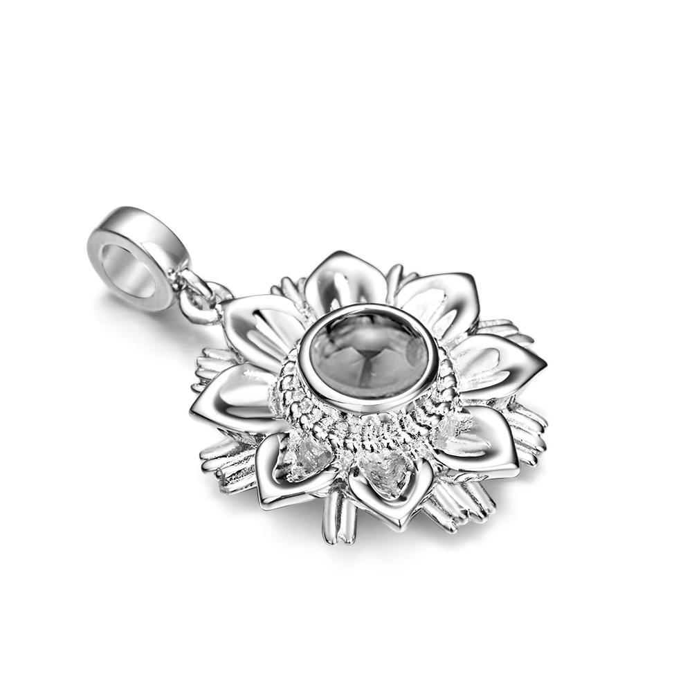 Projection Sunflower Personalized Photo Pendant Dangle Charm Personalize Your Wonderful Moment with Your Lover - soufeelus