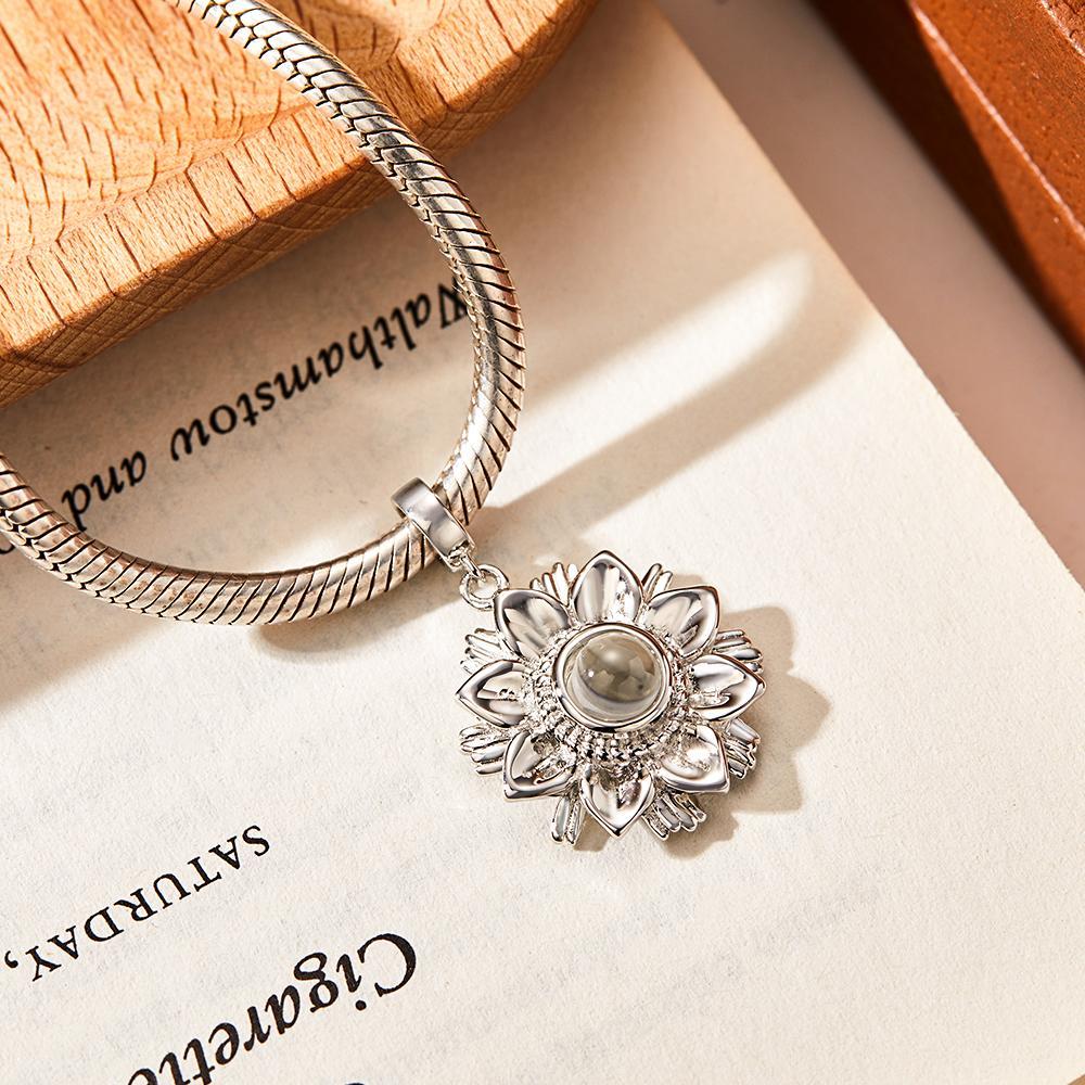 Projection Sunflower Personalized Photo Pendant Dangle Charm Personalize Your Wonderful Moment with Your Lover - soufeelus