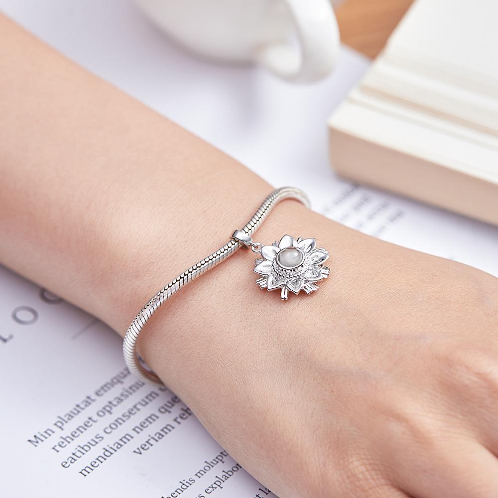 Projection Sunflower Personalized Photo Pendant Dangle Charm Personalize Your Wonderful Moment with Your Lover - soufeelus