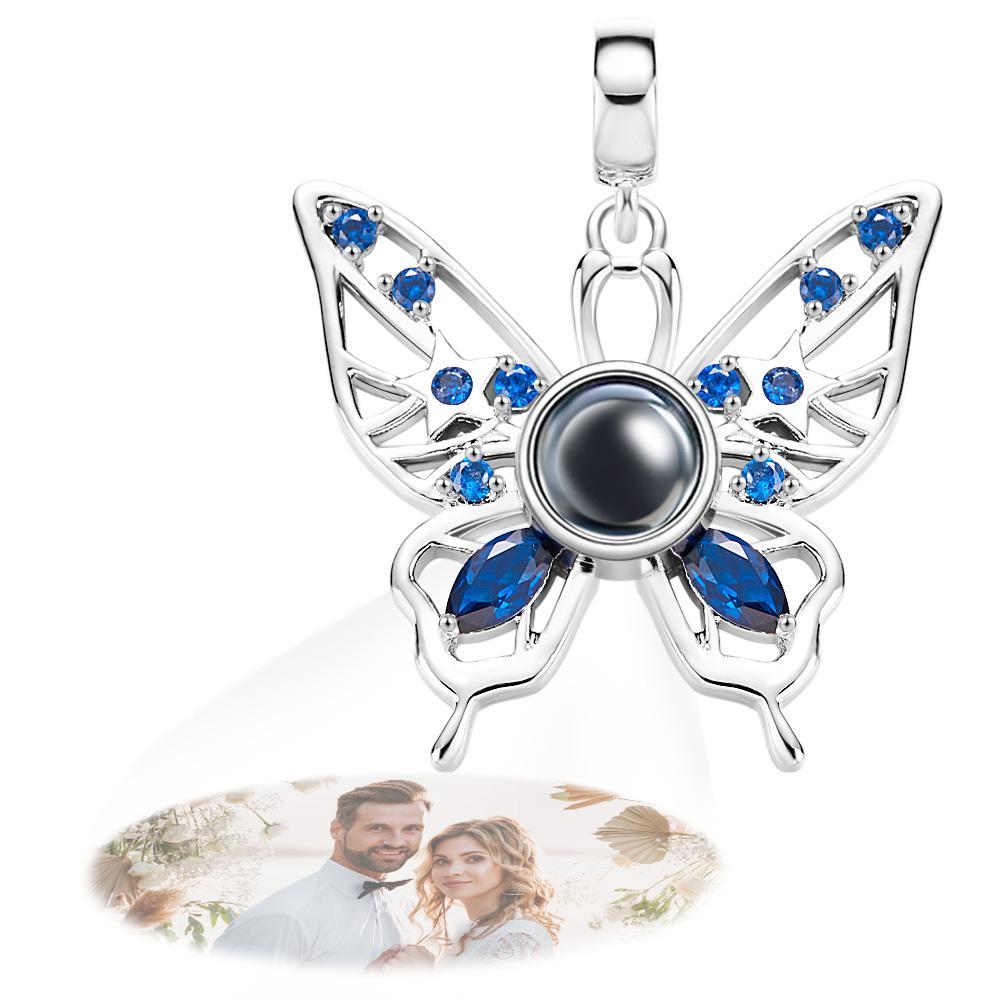 Projection Butterfly Personalized Photo Pendant Dangle Charm Symbolizes Free and Happy