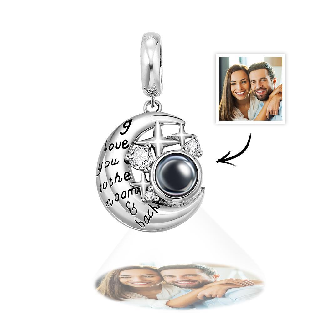 Personalized I Love Moon and Star Pendant Dangle Projection Charm for Bracelet - soufeelus