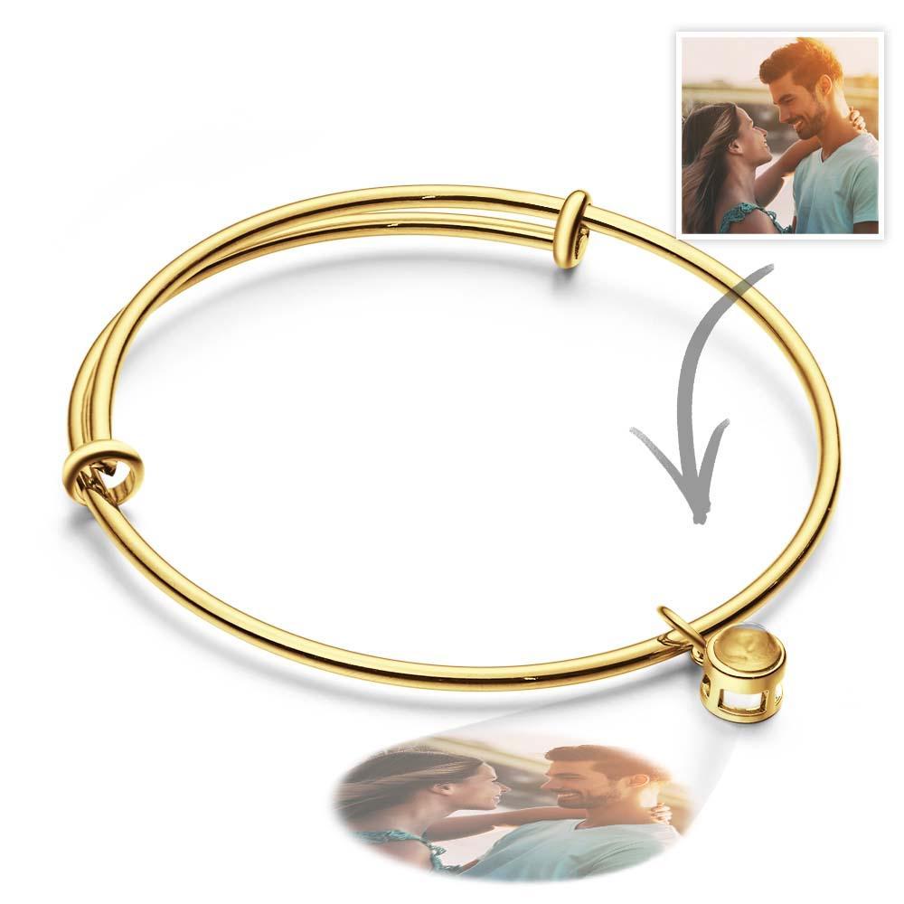 Customized Photo Projection Bracelets Couple Bangles gift for Him or Her Memorial Gift Wedding Birthday Gift Anniversary - soufeelus