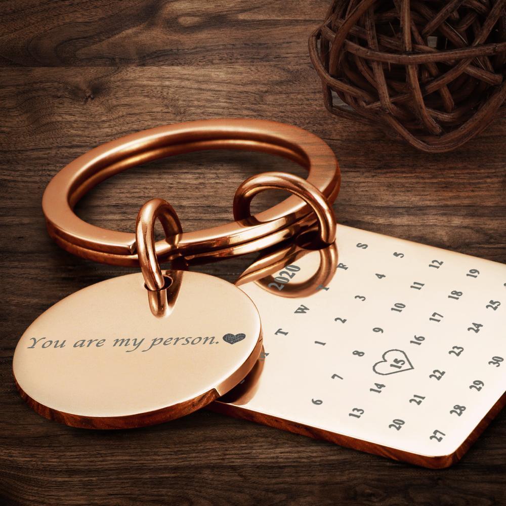 Photo Keychain Custom Calendar Keychain Gifts With Engraved Text Gold