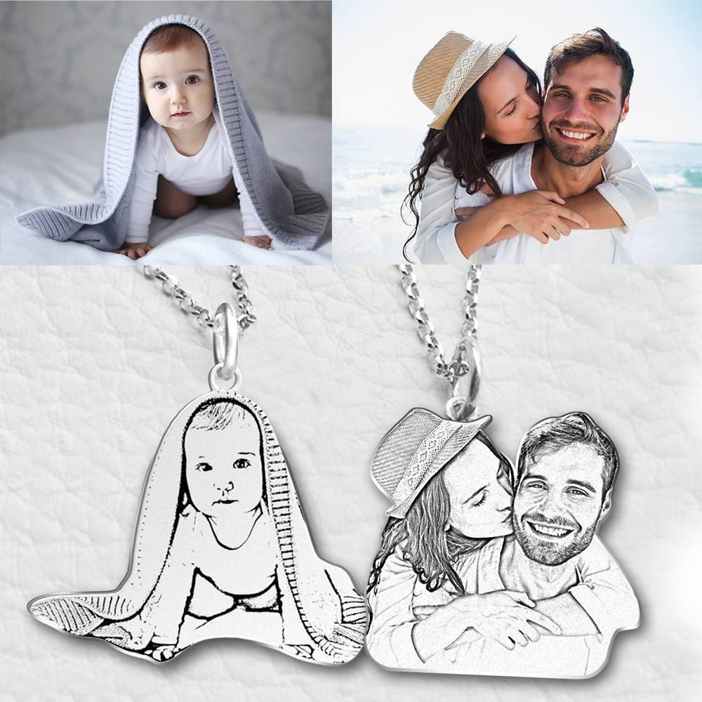 Photo Engraved Necklace Stainless Steel Memorial Gifts Couple??s Gifts - soufeelus