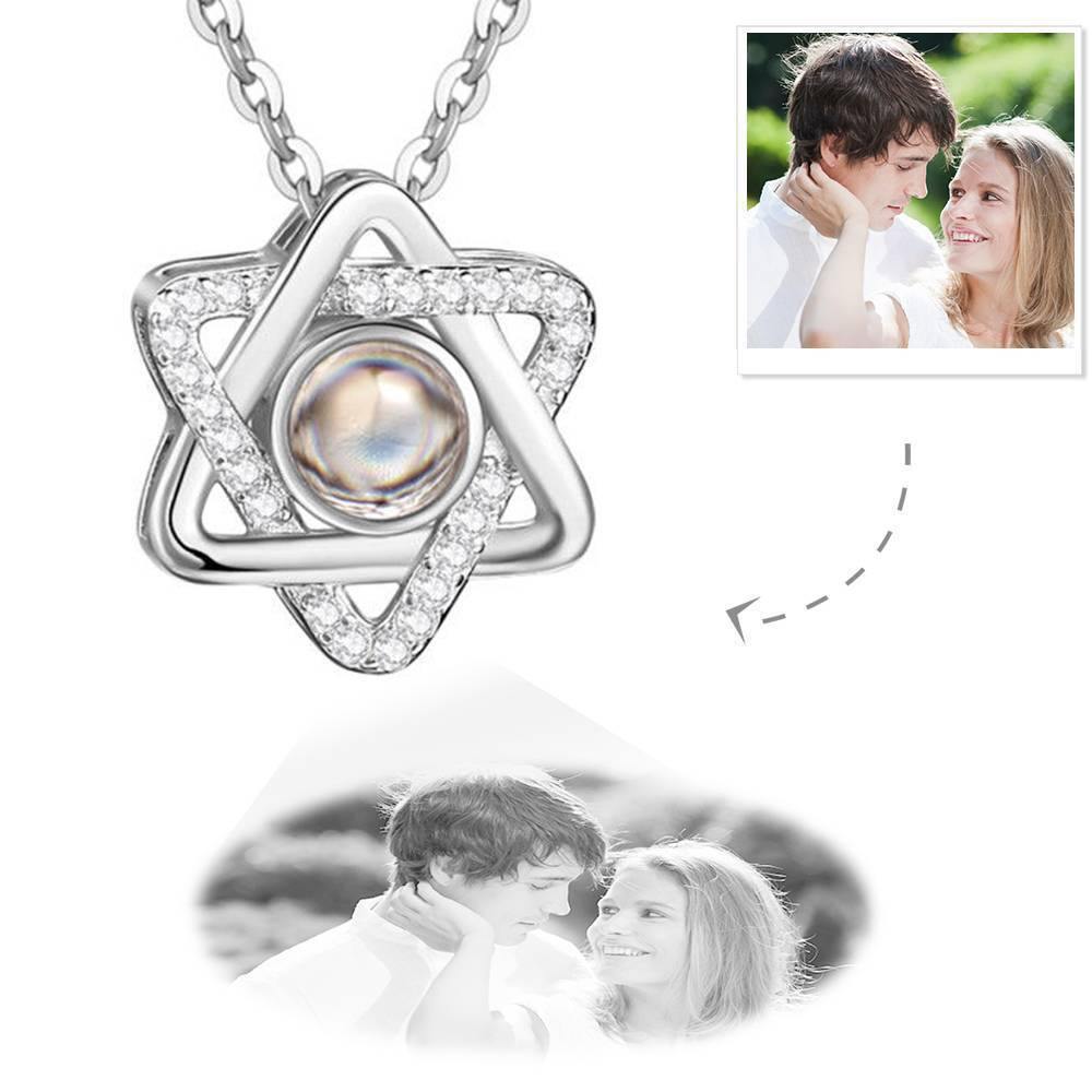 Personalised Projection Photo Necklace Six Star Necklace - Rose Gold - soufeelus