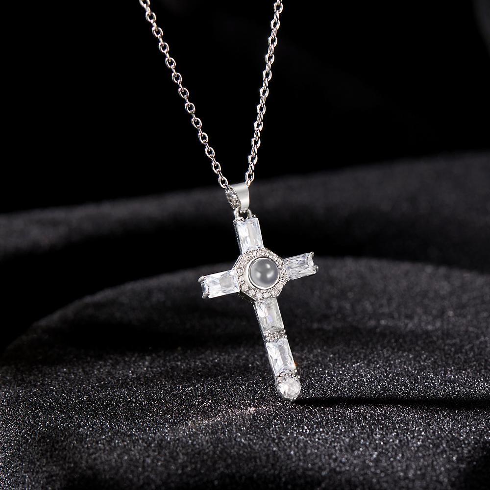 Custom Photo Projection Necklace Cross Commemorative Gifts - soufeelus