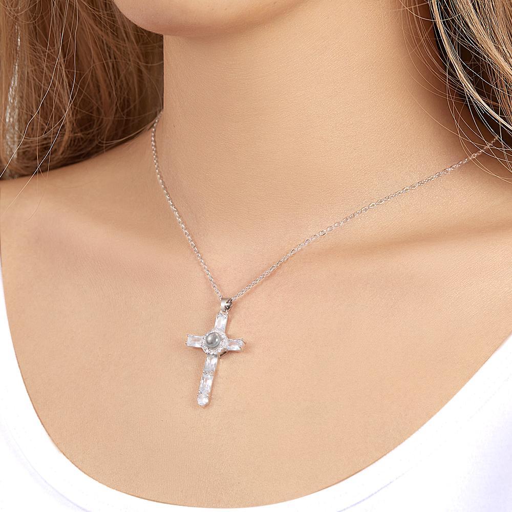 Custom Photo Projection Necklace Cross Commemorative Gifts - soufeelus