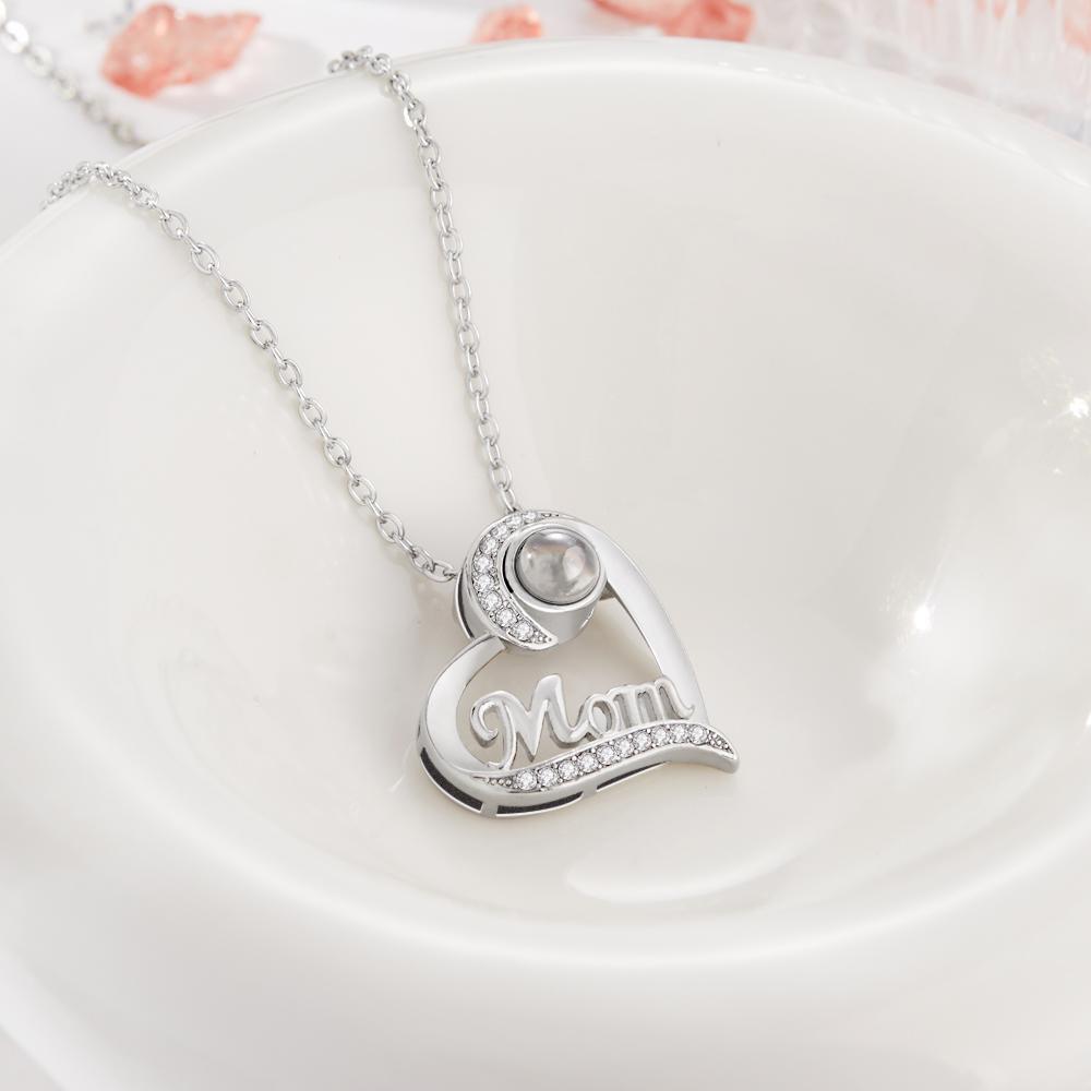 Custom Projection Necklace Heart-shaped Gifts for Mom - soufeelus