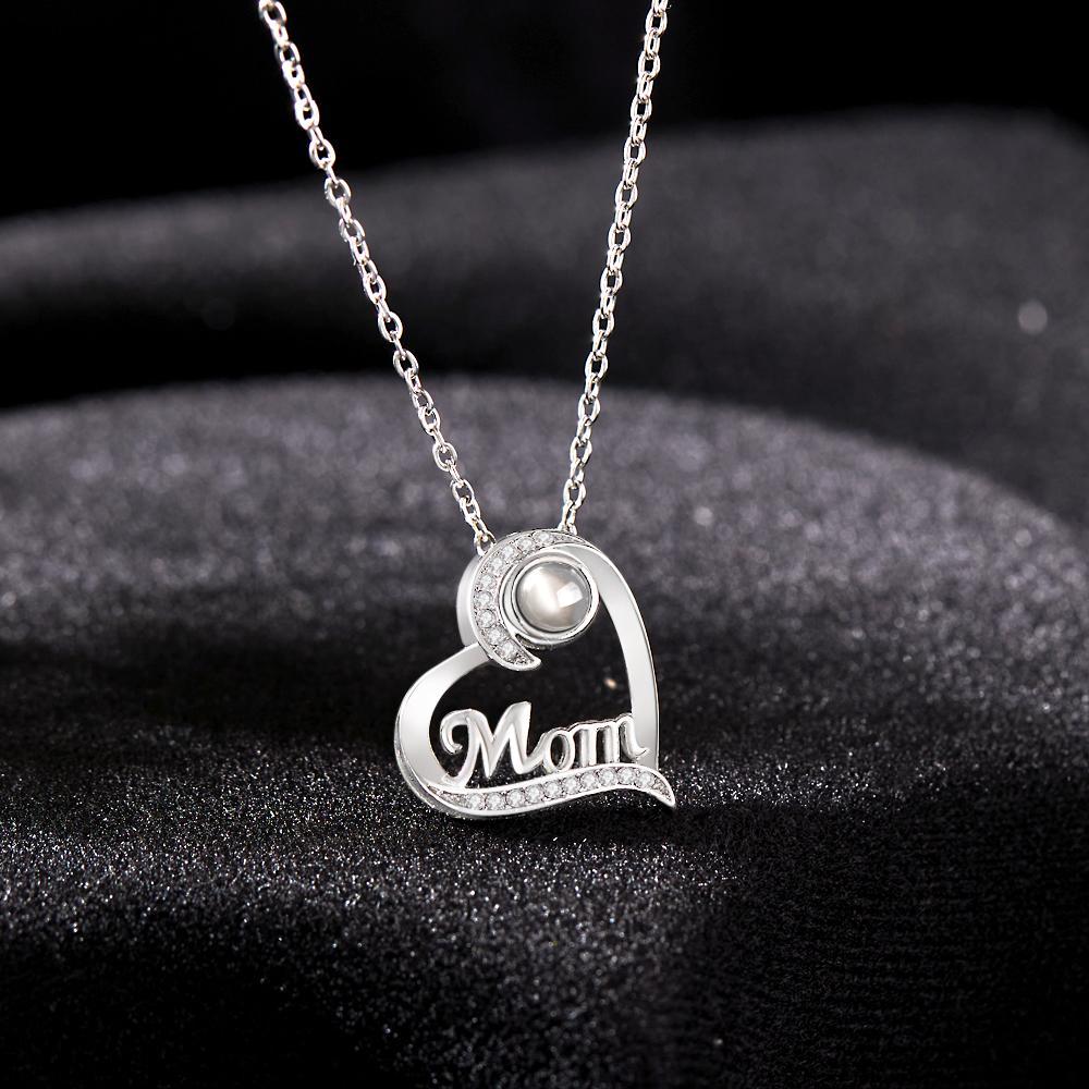 Custom Projection Necklace Heart-shaped Gifts for Mom - soufeelus