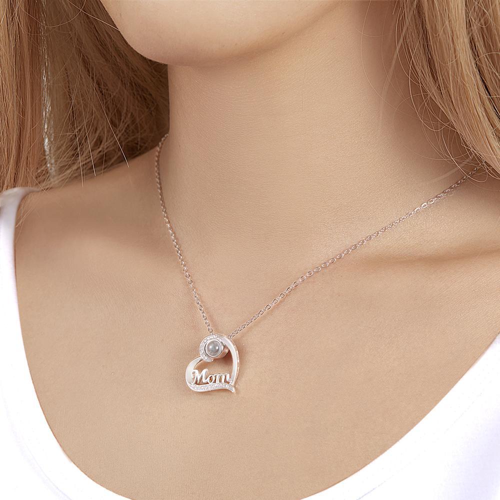 Custom Projection Necklace Heart-shaped Gifts for Mom - soufeelus