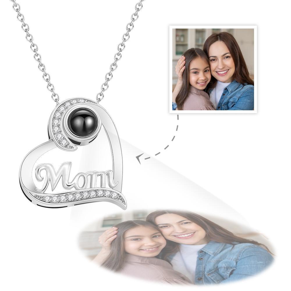 Custom Projection Necklace Heart-shaped Gifts for Mom - soufeelus