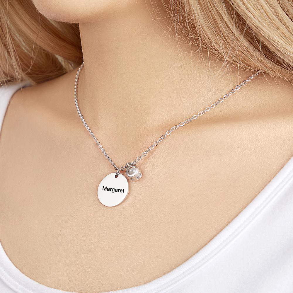 Custom Projection Engraved Necklace Pendant Simple Gifts - soufeelus