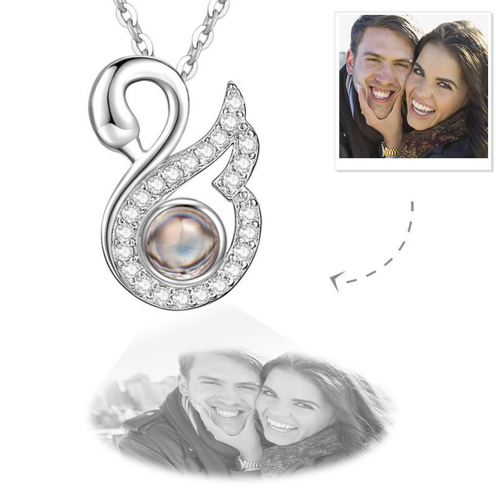 Personalised Projection Photo Necklace Swan Crystal Necklace - Rose Gold - soufeelus