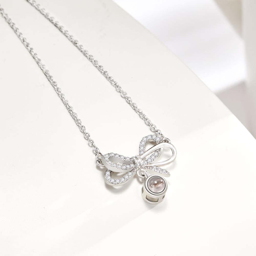 Bow Photo Projection Necklace Customized Elegant Picture Inside Jewelry Valentine's Day Gifts - soufeelus