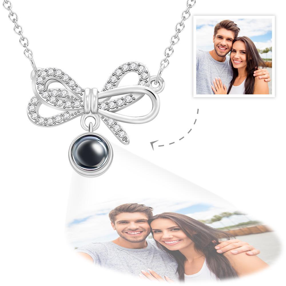 Bow Photo Projection Necklace Customized Elegant Picture Inside Jewelry Valentine's Day Gifts - soufeelus