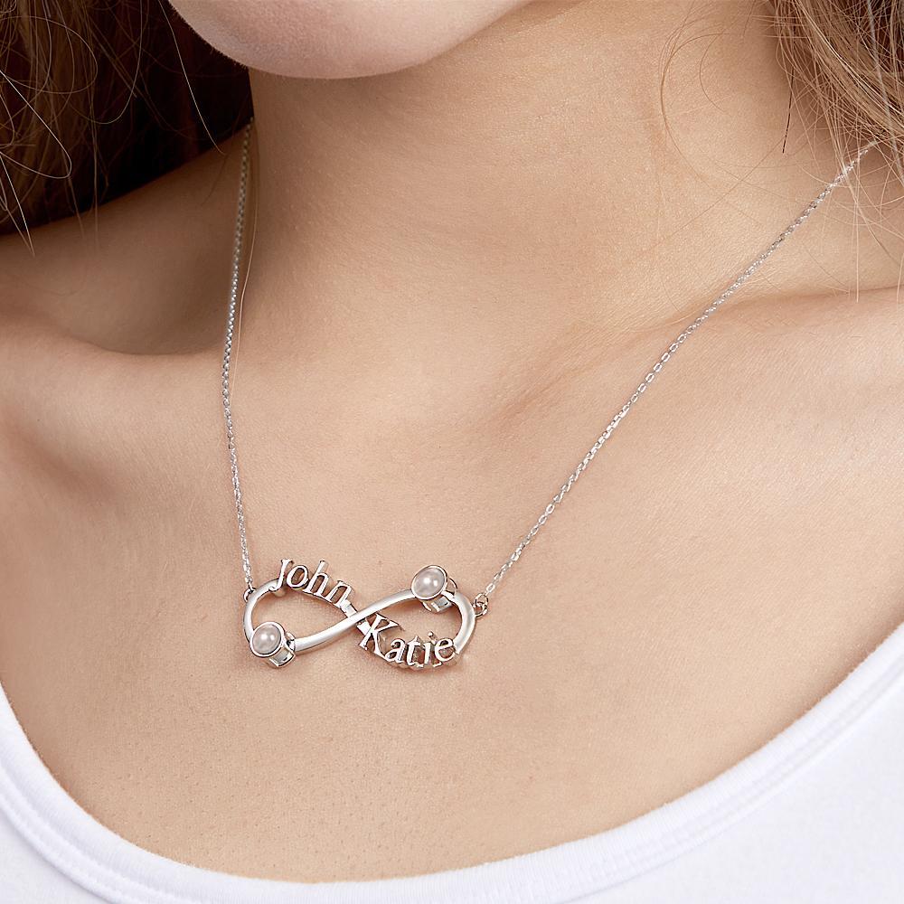 Custom Engraved Projection Necklace Infinity Symbol Commemorate Gifts - soufeelus