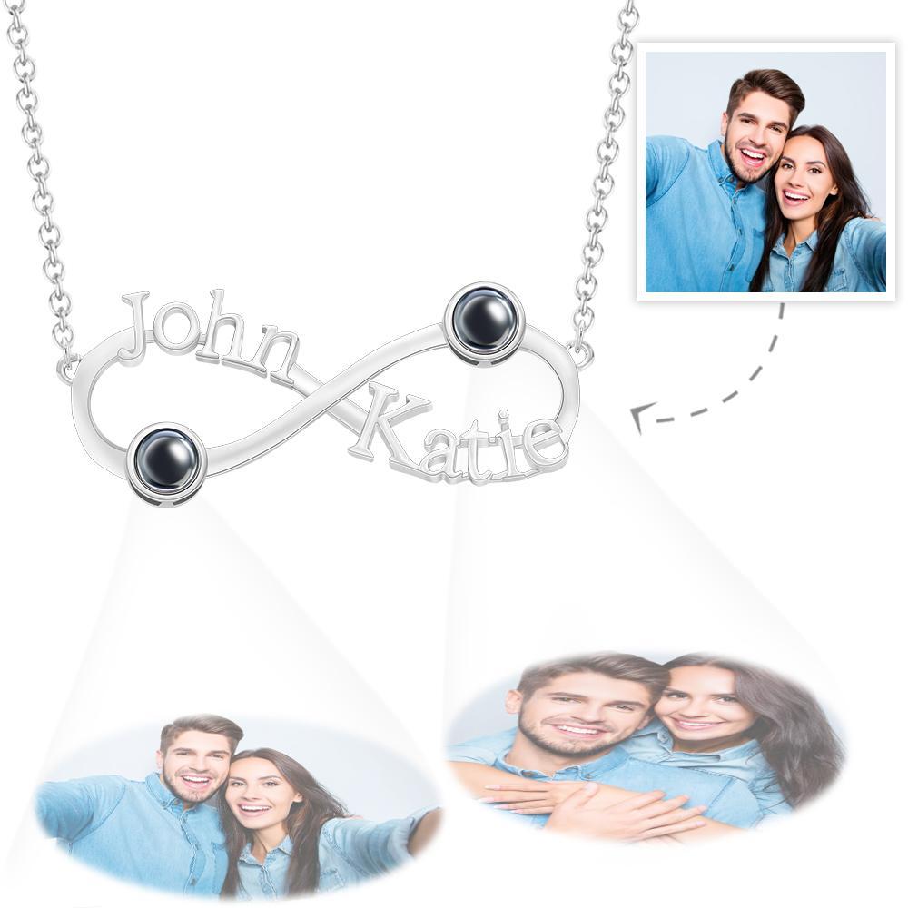 Custom Engraved Projection Necklace Infinity Symbol Commemorate Gifts - soufeelus