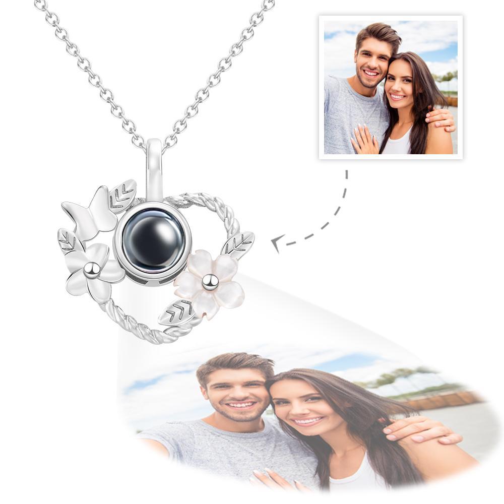 Custom Projection Necklace Heart-shaped Flowers Design Gifts - soufeelus