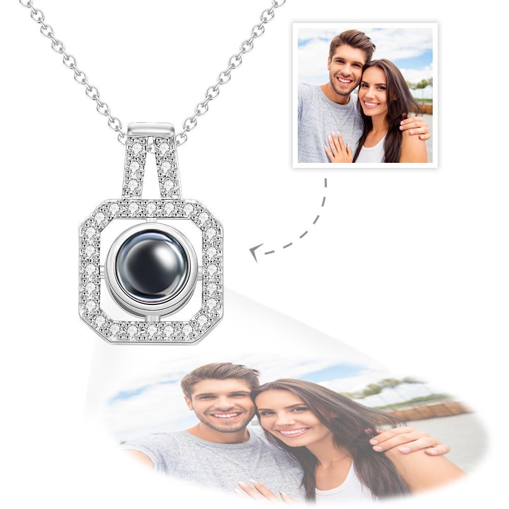 Custom Photo Projection Necklace Square Photo Projection Pendant Necklace for Her - soufeelus