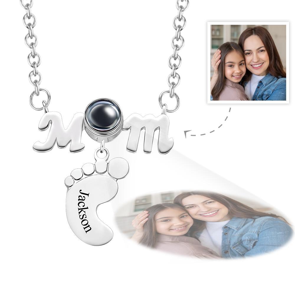 Custom Projection Engraved Necklace Funny Feet Mother's Day Gifts - soufeelus