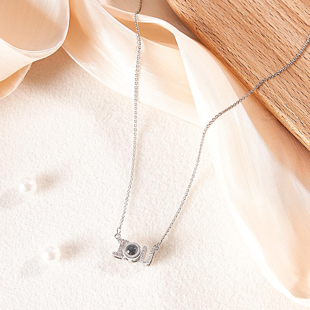 Custom Projection Necklace I Love U Romantic Memorial Couple Gifts - soufeelus