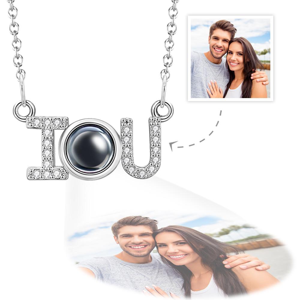 Custom Projection Necklace I Love U Romantic Memorial Couple Gifts - soufeelus