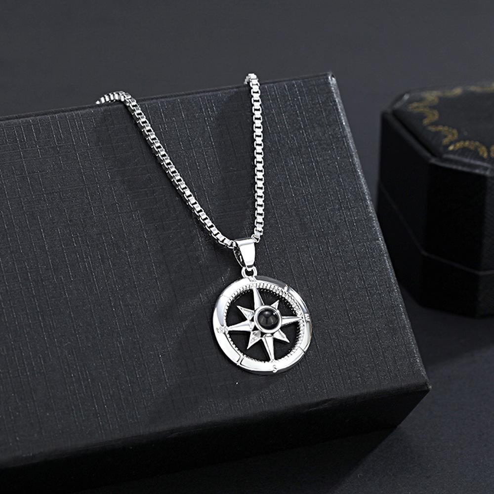 Personalized Compass Projection Necklace Women's Fashion Projection Jewelry Custom Memorial Photo Pendant Best Friend Gift - soufeelus