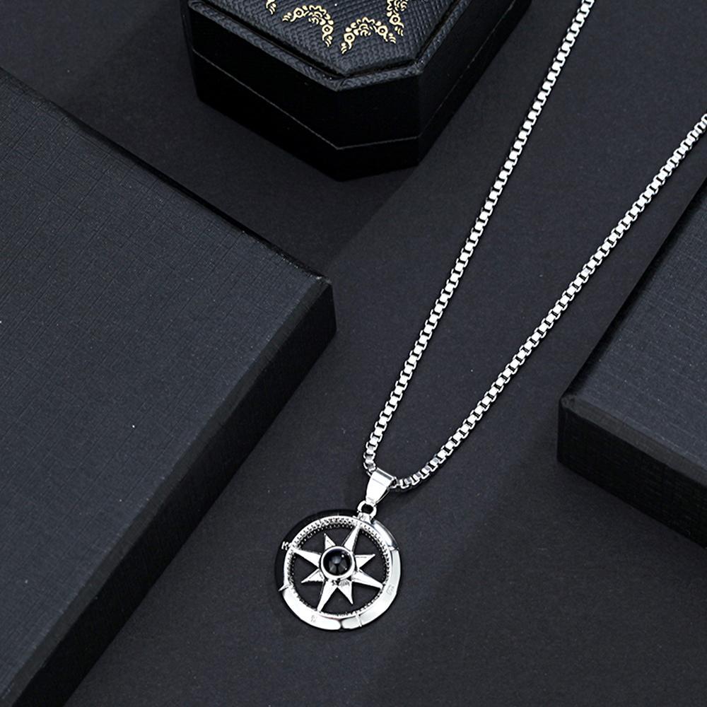 Personalized Compass Projection Necklace Women's Fashion Projection Jewelry Custom Memorial Photo Pendant Best Friend Gift - soufeelus
