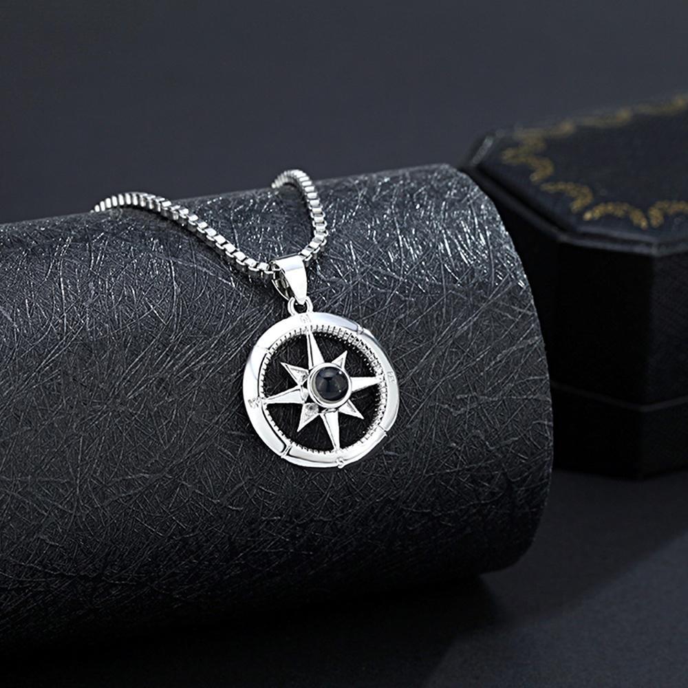 Personalized Compass Projection Necklace Women's Fashion Projection Jewelry Custom Memorial Photo Pendant Best Friend Gift - soufeelus