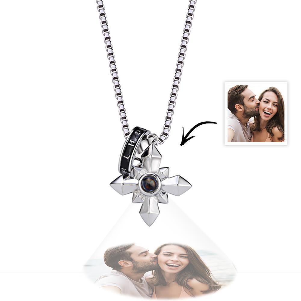 Personalized Leaf Photo Projection Men's Necklace for Boyfriend Ring Holder Necklace Anniversary Gift - soufeelus