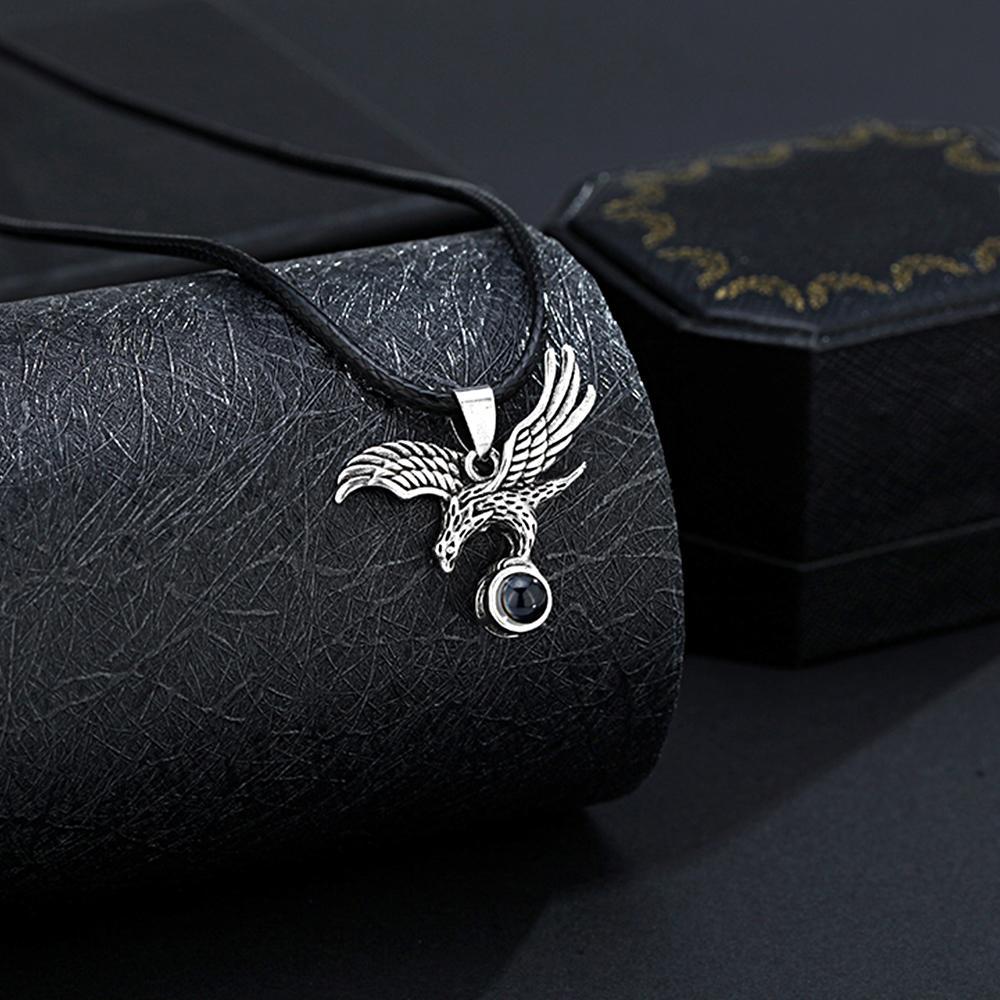 Personalized Flying Eagle Pendant Necklace Realistic Bird Dainty Jewelry Fine Detail Photo Projection Men's Necklace - soufeelus