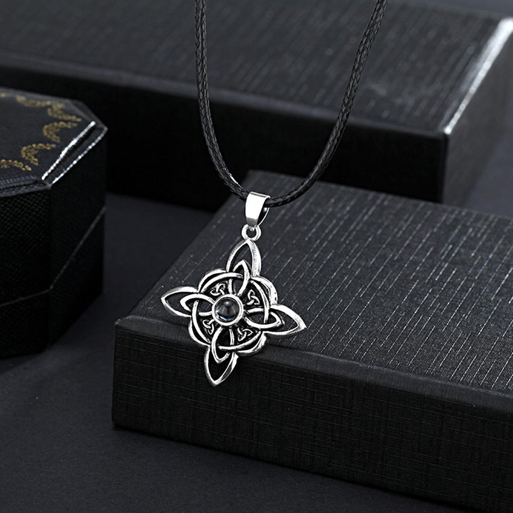 Personalized Annular Flower Shape Photo Projection Men's Necklace for Valentine's Day - soufeelus