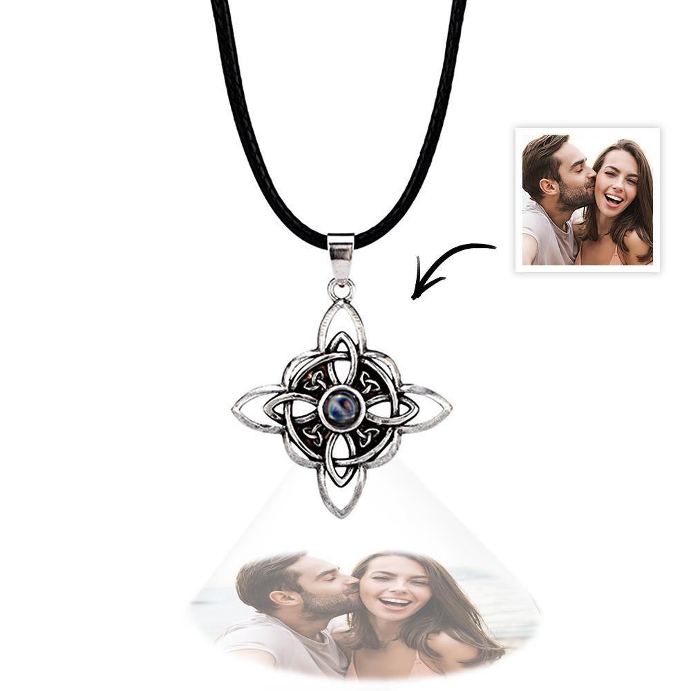 Personalized Annular Flower Shape Photo Projection Men's Necklace for Valentine's Day - soufeelus