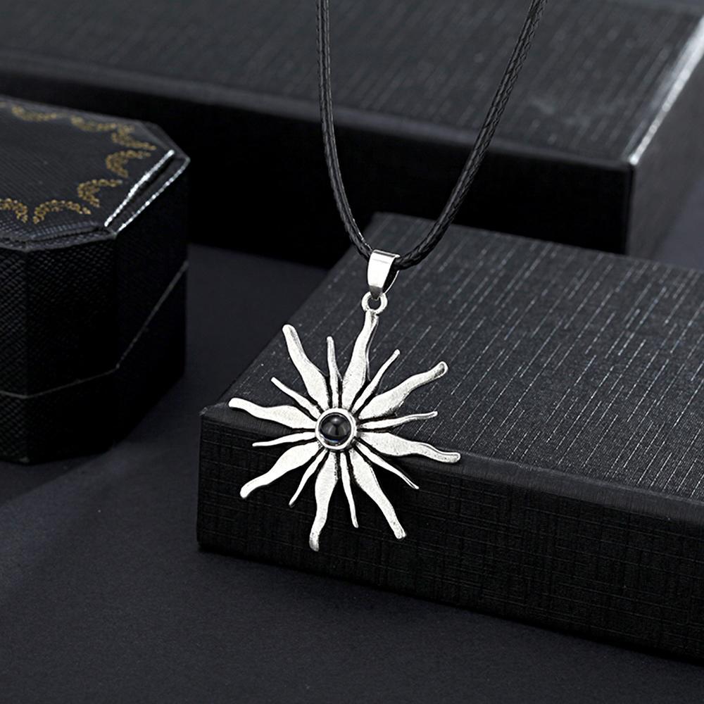 Power of the Sun Symbol Jewelry Personalized Sunlight Photo Projection Men's Necklace - soufeelus