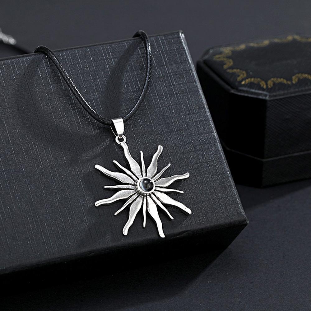Power of the Sun Symbol Jewelry Personalized Sunlight Photo Projection Men's Necklace - soufeelus