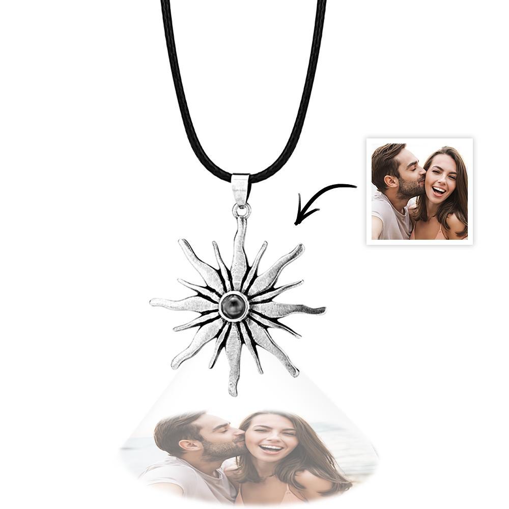 Power of the Sun Symbol Jewelry Personalized Sunlight Photo Projection Men's Necklace - soufeelus