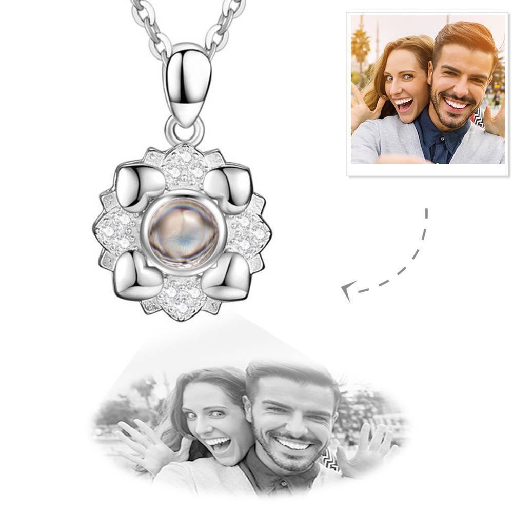 Personalised Projection Photo Necklace Four Little Heart Necklace - Rose Gold - soufeelus