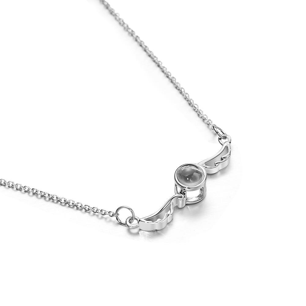 Angel Wing Projection Necklace Personalized Picture Inside Pendant Keepsake Jewelry Trendy Best Friend Gift - soufeelus