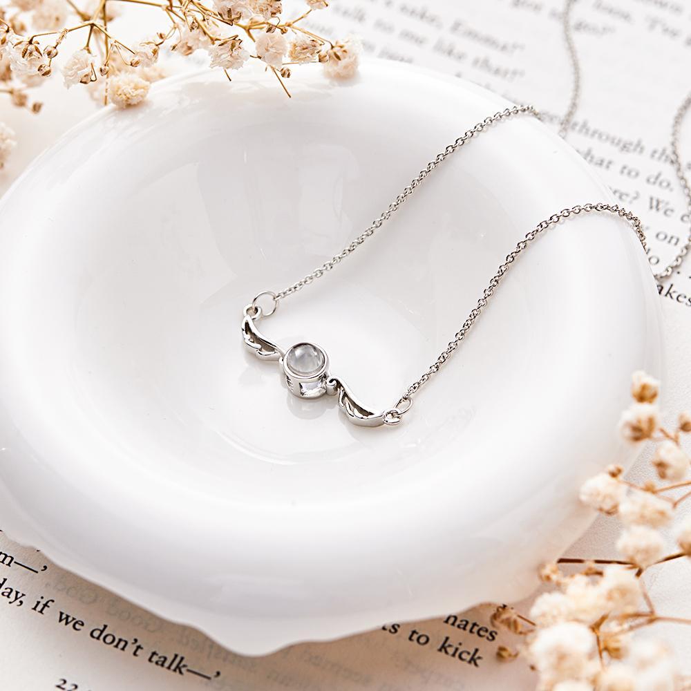 Angel Wing Projection Necklace Personalized Picture Inside Pendant Keepsake Jewelry Trendy Best Friend Gift - soufeelus