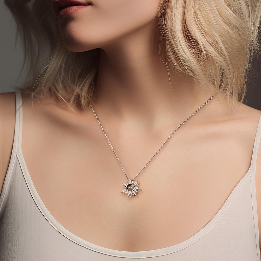 Sun Photo Projection Necklace Personalized Picture Inside Pendant Minimalist Pet Memorial Jewelry Trendy Best Friend Gift - soufeelus