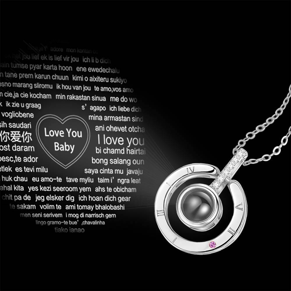 I Love You Necklace in 100 Languages Projection Engraved Necklace Round-shaped Silver - soufeelus