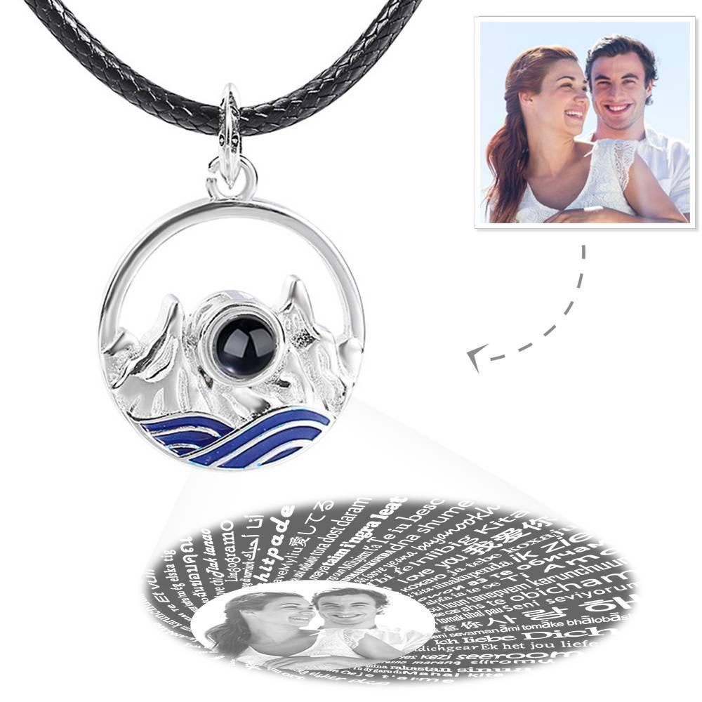 I Love You Necklace in 100 Languages Projection Photo Engraved Necklace Unique Gift Silver - Men's - soufeelus