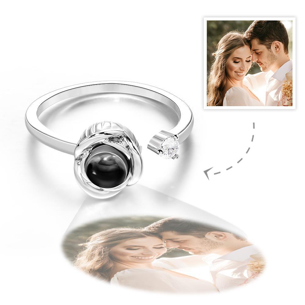 Custom Photo Projection Ring Personalized Photo Open Ring Valentine's Day Gift - soufeelus