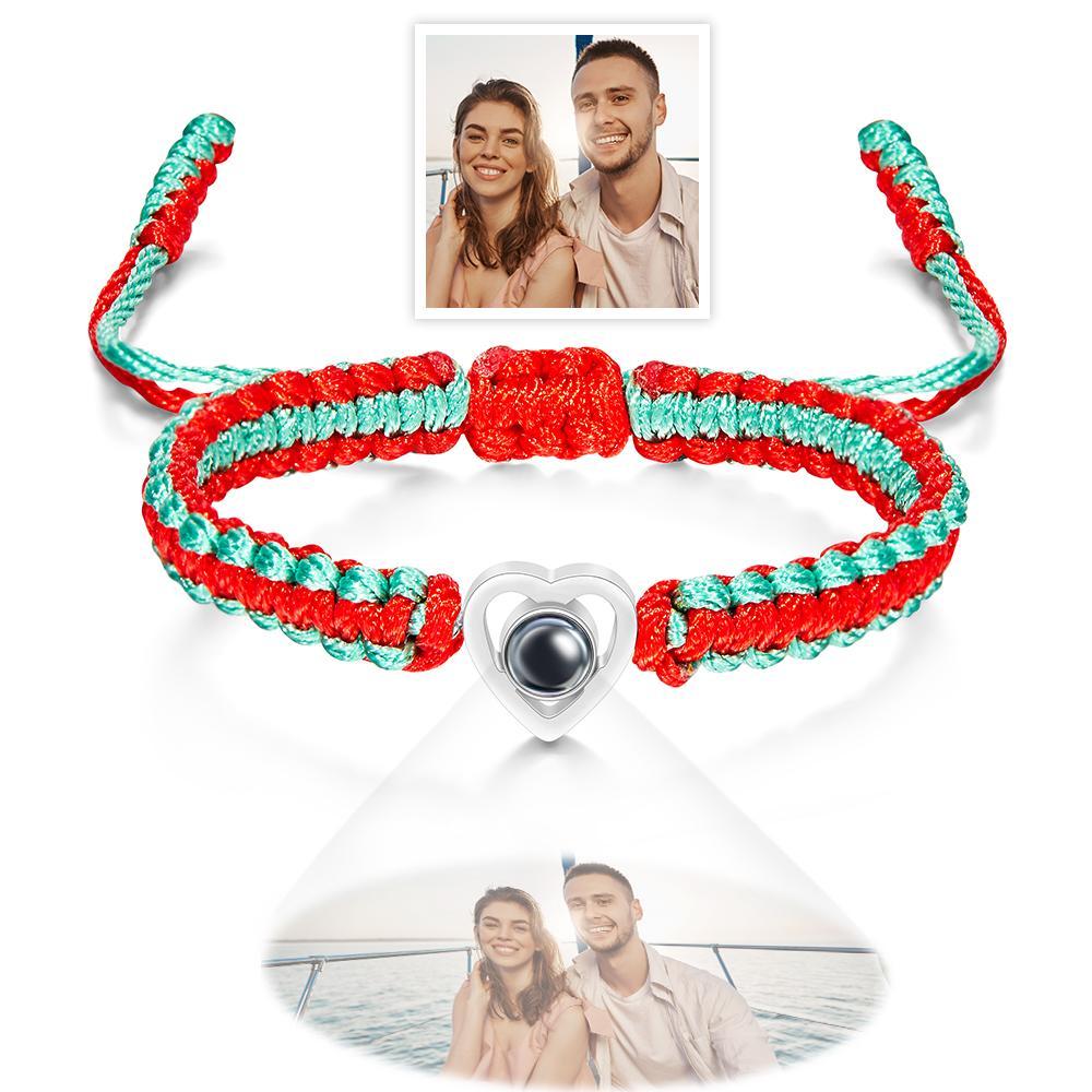 Custom Projection Photo Bracelet Weave Heart-shaped Commemorate Gifts - soufeelus