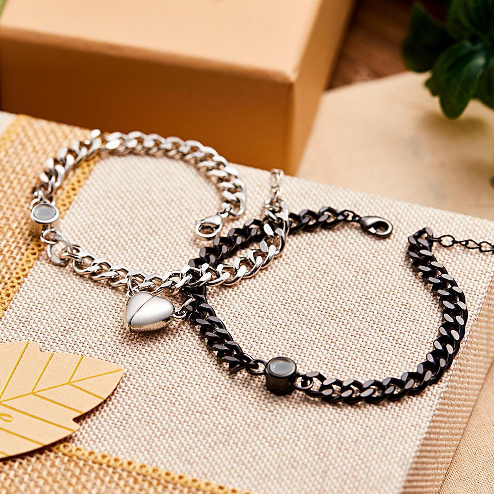 Custom Simple Fashion Chain with Magnet Picture Projection Bracelet - soufeelus